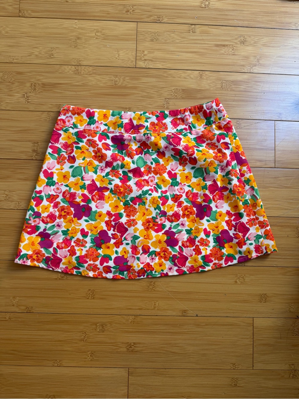 Princess Polly White Floral Mini Skirt with Pink, Yellow & Green Print